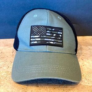 Highland Tactical Camo American Flag Tactical Mesh Hat Olive/Black OSFM